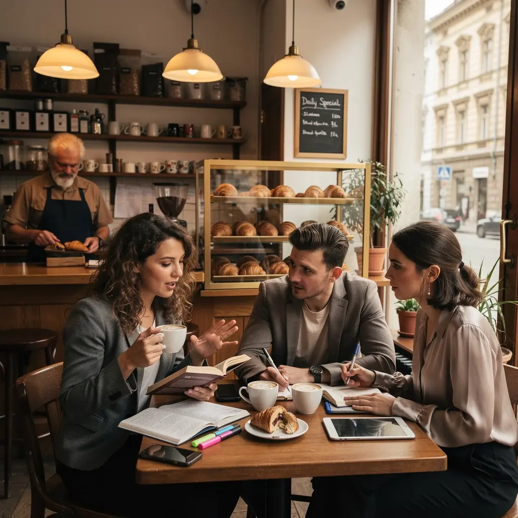Két barát, akik közösen megosztják a pénzkezelési tippeket.